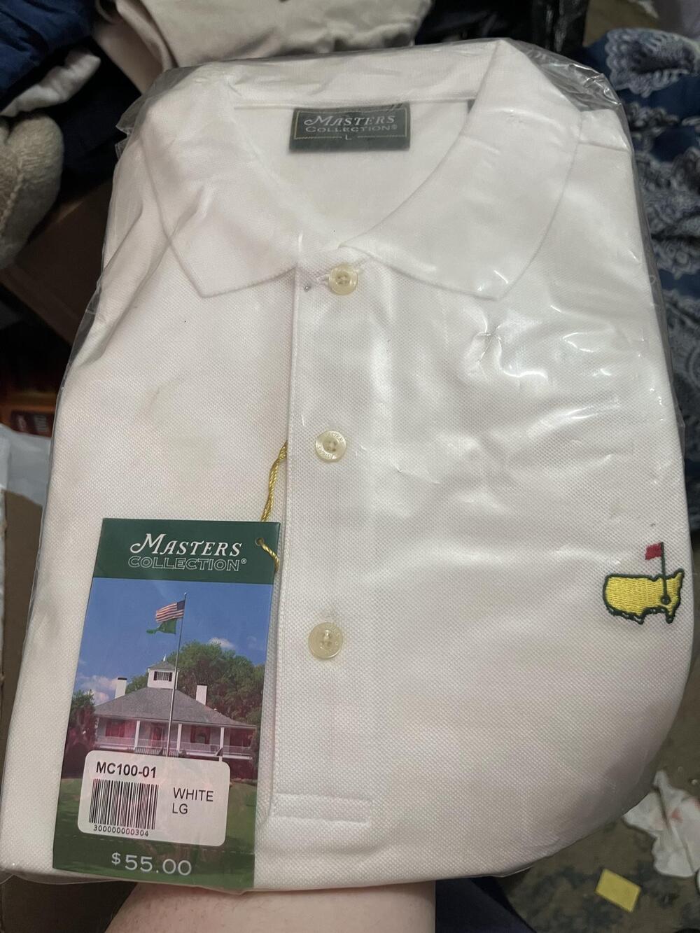 Masters Collection Polo Shirt Mens Large White Golf Logo Short Sleeve Cotton